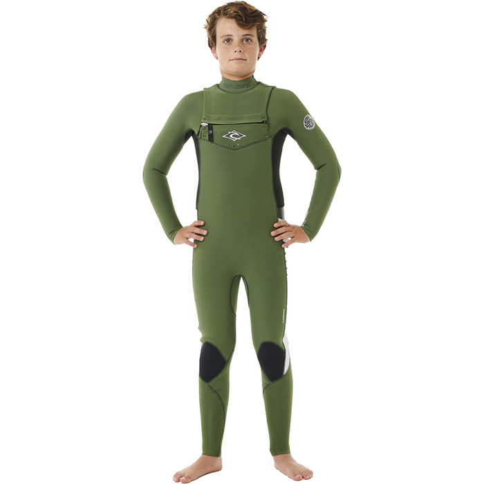 2024 Rip Curl Junior Dawn Patrol 4/3mm Chest Zip Wetsuit 13LBFS - Green